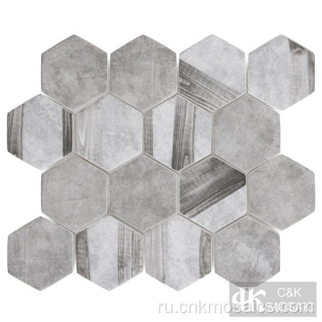 Серый шестиугольник стеклянная мозаика для стен